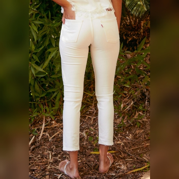 Levi's Premium 501 S White Distressed Jeans in Don't Mind if I do White - Picture 4 of 16